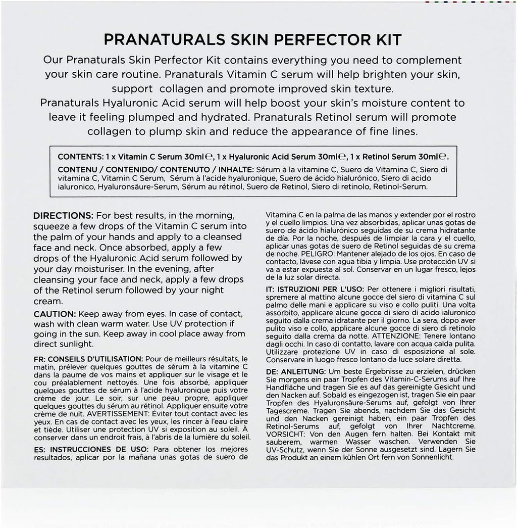 Pranaturals Kit De Sérums Faciales 3X30Ml - Ácido Hialurónico, Retinol Y Vitamina C - Borra Las Líneas Finas Y Las Arrugas, Enriquecido Con Aceites Y Vitaminas Naturales
