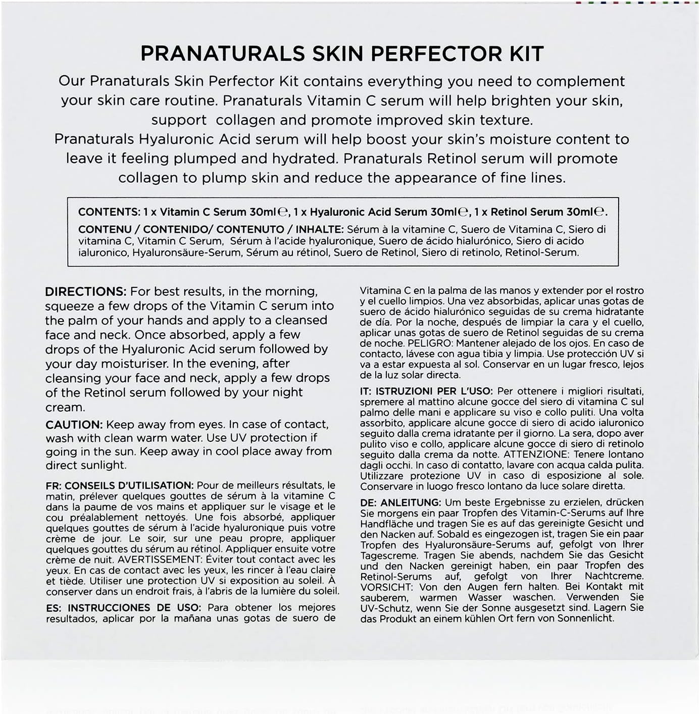 Pranaturals Kit De Sérums Faciales 3X30Ml - Ácido Hialurónico, Retinol Y Vitamina C - Borra Las Líneas Finas Y Las Arrugas, Enriquecido Con Aceites Y Vitaminas Naturales