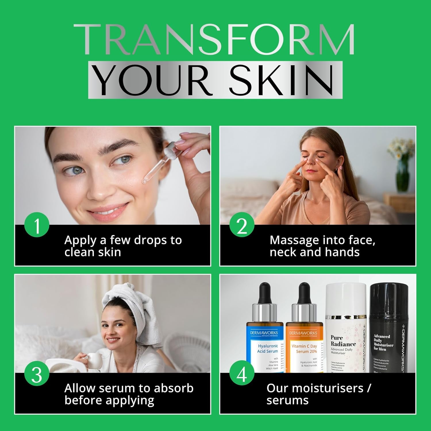 SERUM RETINOL ALTA POTENCIA Con Vitamina E, Acido Hialuronico Y Aceite De Jojoba Para La Cara - Serum Facial Antimanchas, Antiarrugas Y Antiedad - Suero Hidratante Y Despigmentante Facial – DERMAWORKS