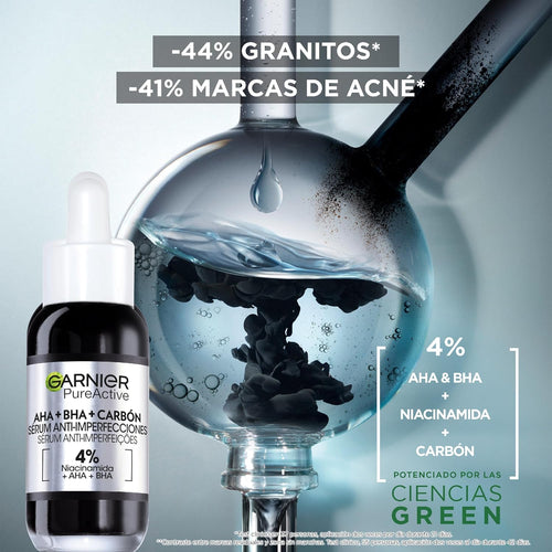 Garnier Pure Active Pack Rutina anti Imperfecciones, Gel Limpiador anti Puntos Negros 250 Ml, Serum Anti-Imperfecciones Con 4% De Niacinamida, Crema Hidratante Matificante Con AHA+BHA Y Carbón
